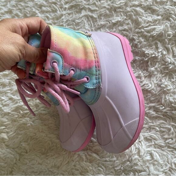 Sperry Toddler Girls Rainbow Tie Dye Saltwater Duck Boots Size 8 - Picture 6 of 11